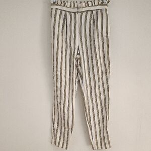 Express White Ankle Pants with Green Stripes